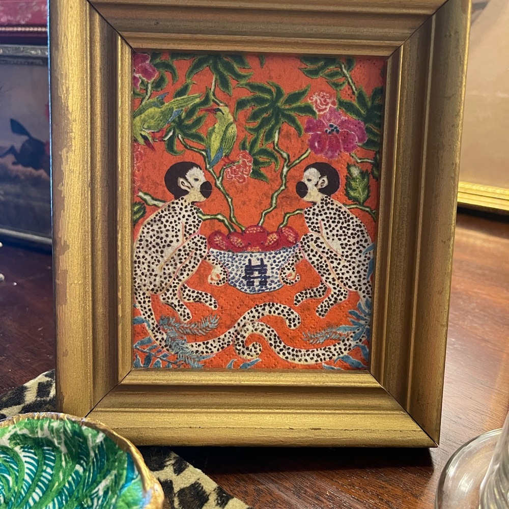 Adorable Monkey Print in Vintage Frame